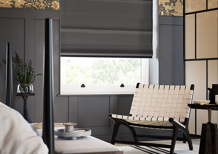 Akoya Faux Silk, Lustre Slate Grey - Twist&Fit Roman Blind - Image 5